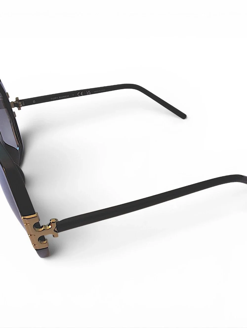 Tory Burch TY9062U Geometric Oversized Sunglasses Black & Gold w/ Case